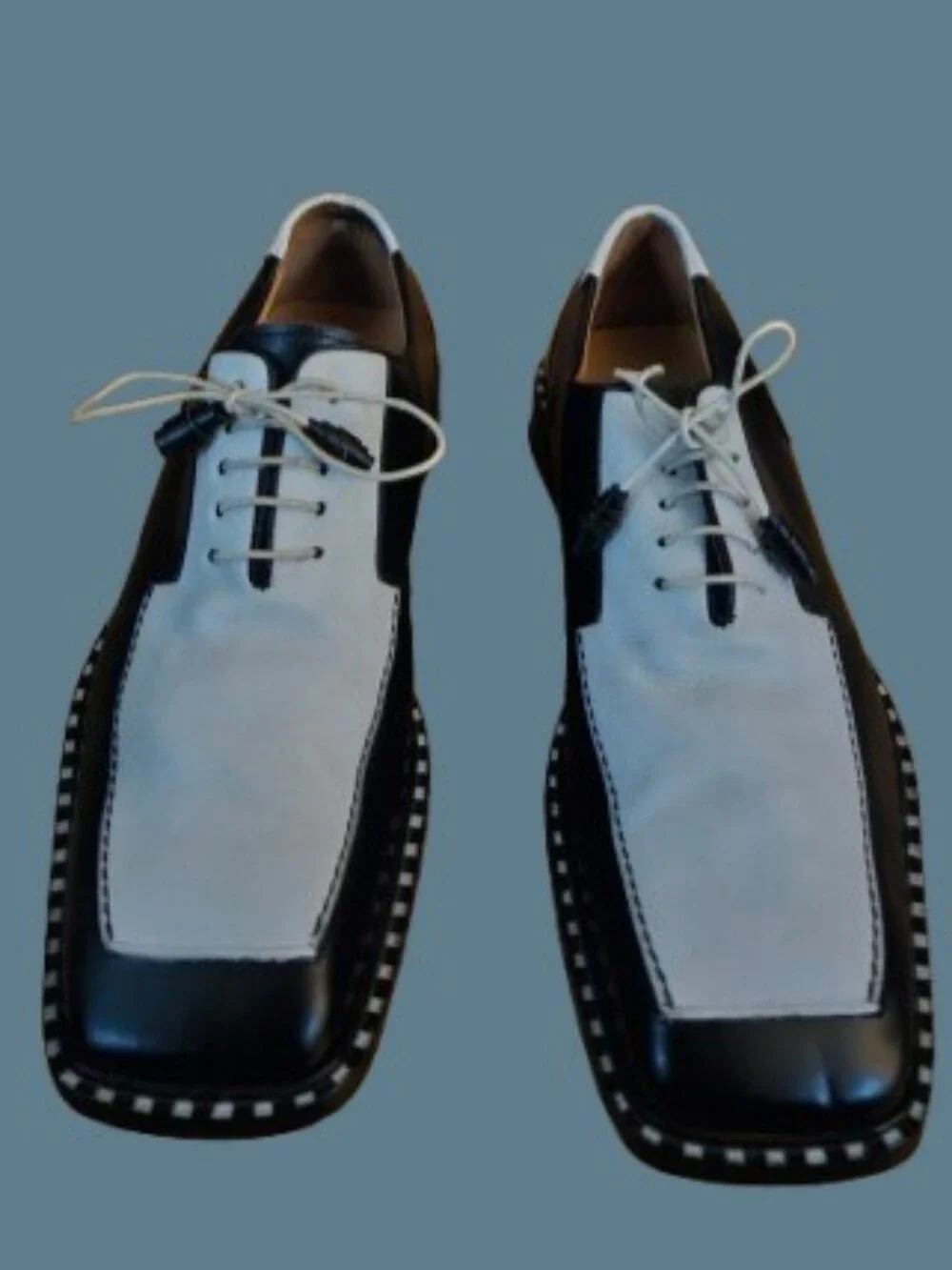 *Mezlan Two Tone Derby Leather Square Toe Dress Shoes
